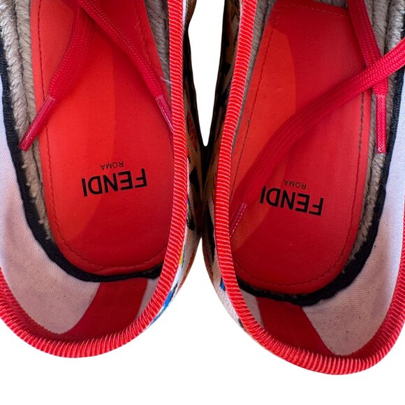 FENDI Junia Espadrille Canvas Patent Leather Sneakers Size 41 - Picture 7 of 9